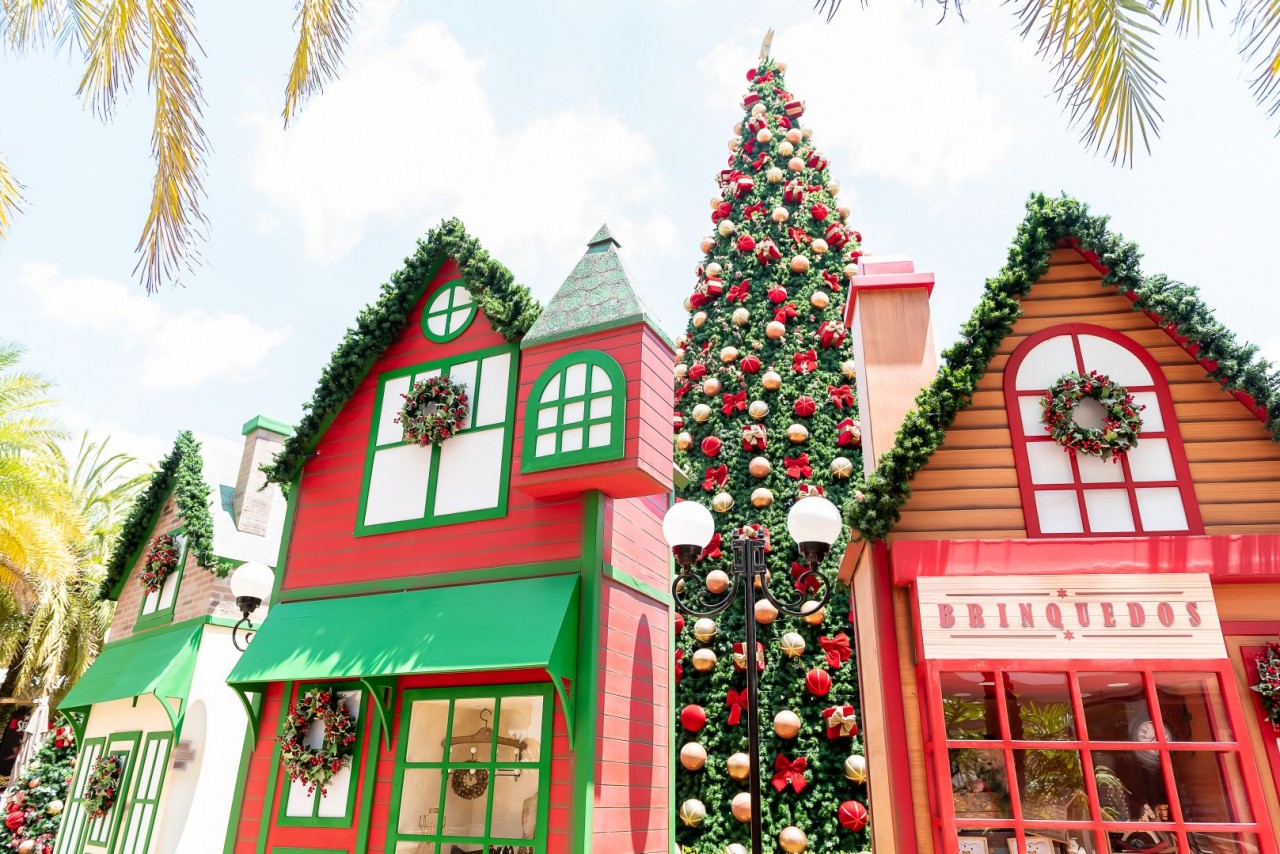 Cenário Vila Natalina Com Árvore De Natal - Empório do Papai Noel
